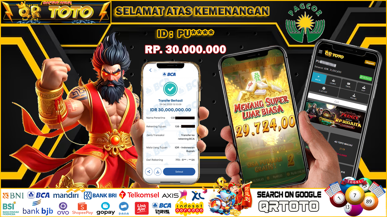 QRTOTO Jackpot Slot Rp 30.000.000 ~ LUNAS