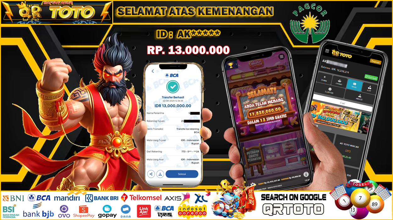 QRTOTO Jackpot Slot Rp 13.000.000 ~ LUNAS